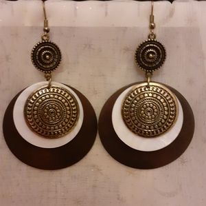 2/$10 Wooden/Antique/Ivory Boho Drop Earrings